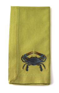 Lime Trick Track Napkin With Blue Crab
