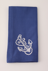 Blue Napkin White Anchor