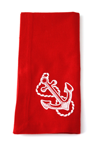 Red Napkin White Anchor