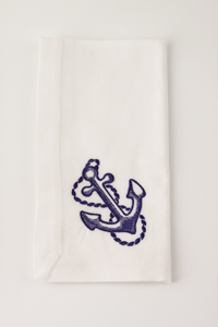 White Napkin Blue Anchor