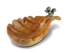 Pewter Wood Nut Bowl