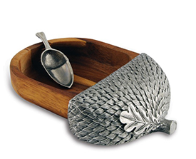 Pewter Wood Nut Bowl